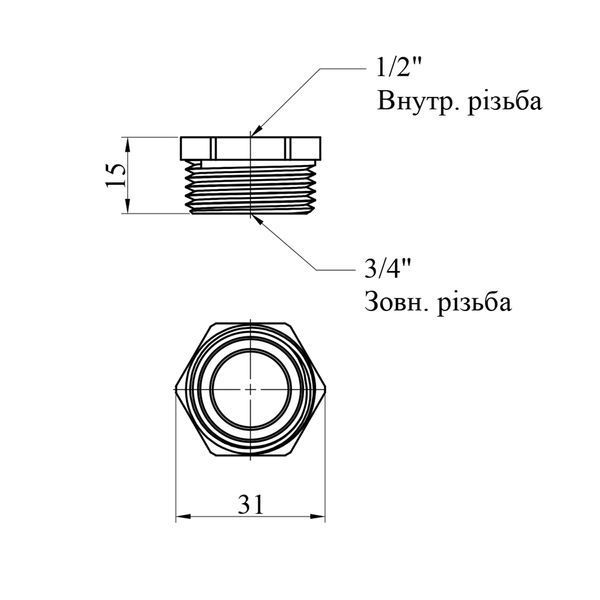 Футорка STA 1/2"х3/4'' ВЗ латунна фото