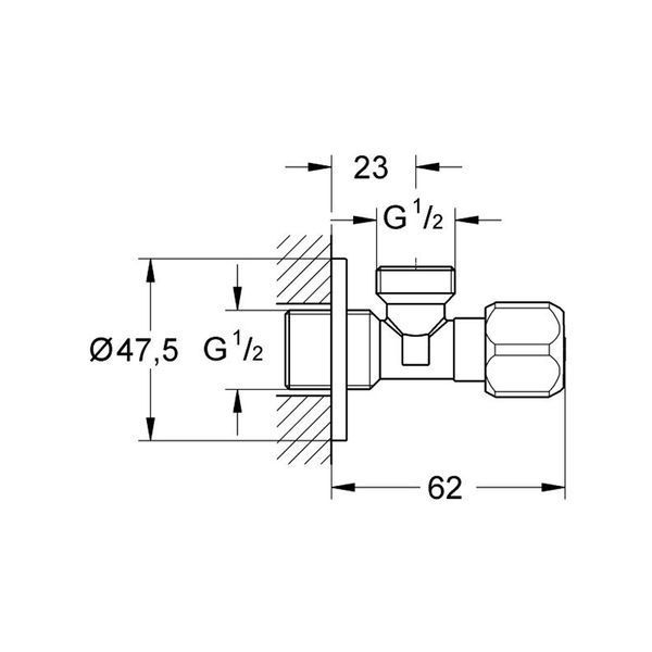 Универсальный угловой вентиль Grohe 1/2"х1/2" 2201600M фото